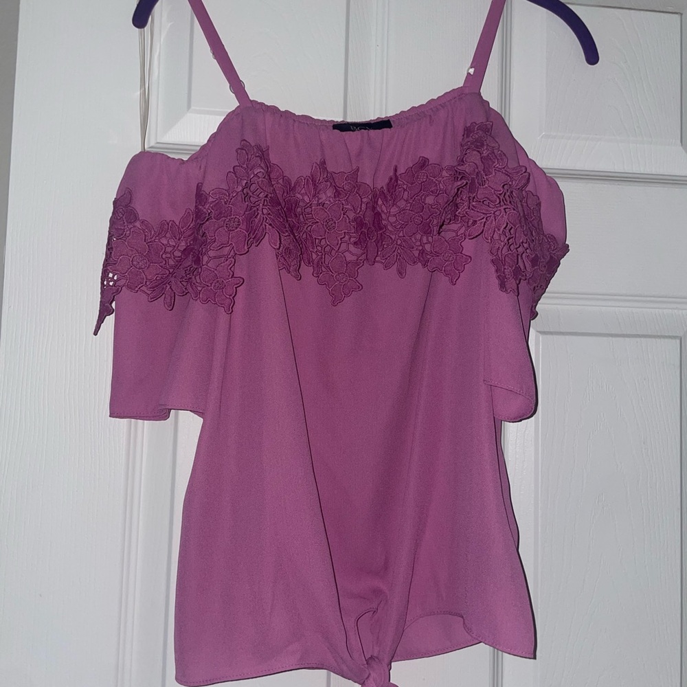 BCX Purple Lace Trim Women's Top